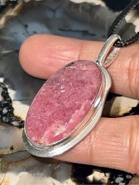 “The Stone of Love” Rhodonite Crystal Pendant 2”